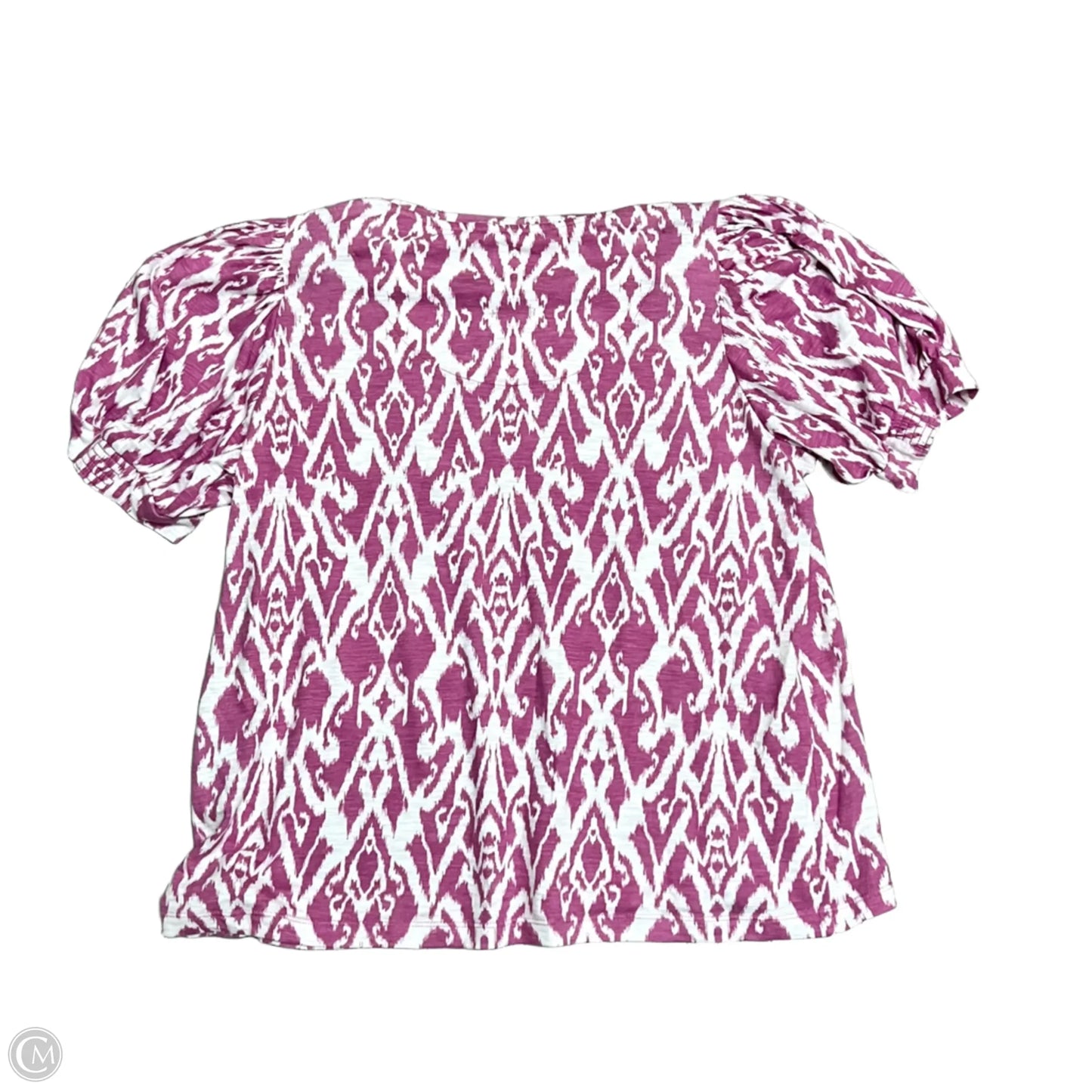 Top Short Sleeve By Chicos In Purple & White, Size: Xl
