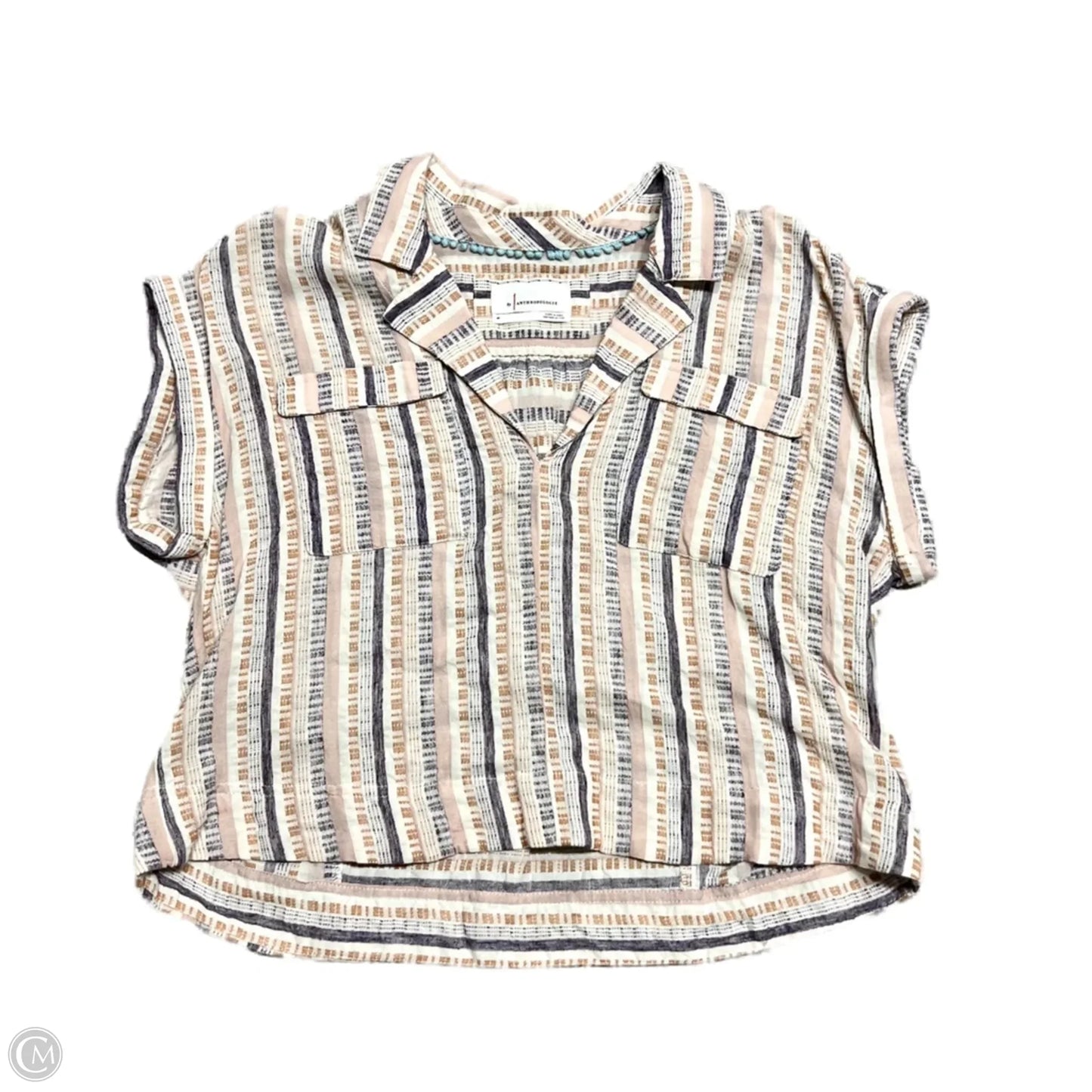 Top Short Sleeve By Anthropologie In Purple & Red, Size: M