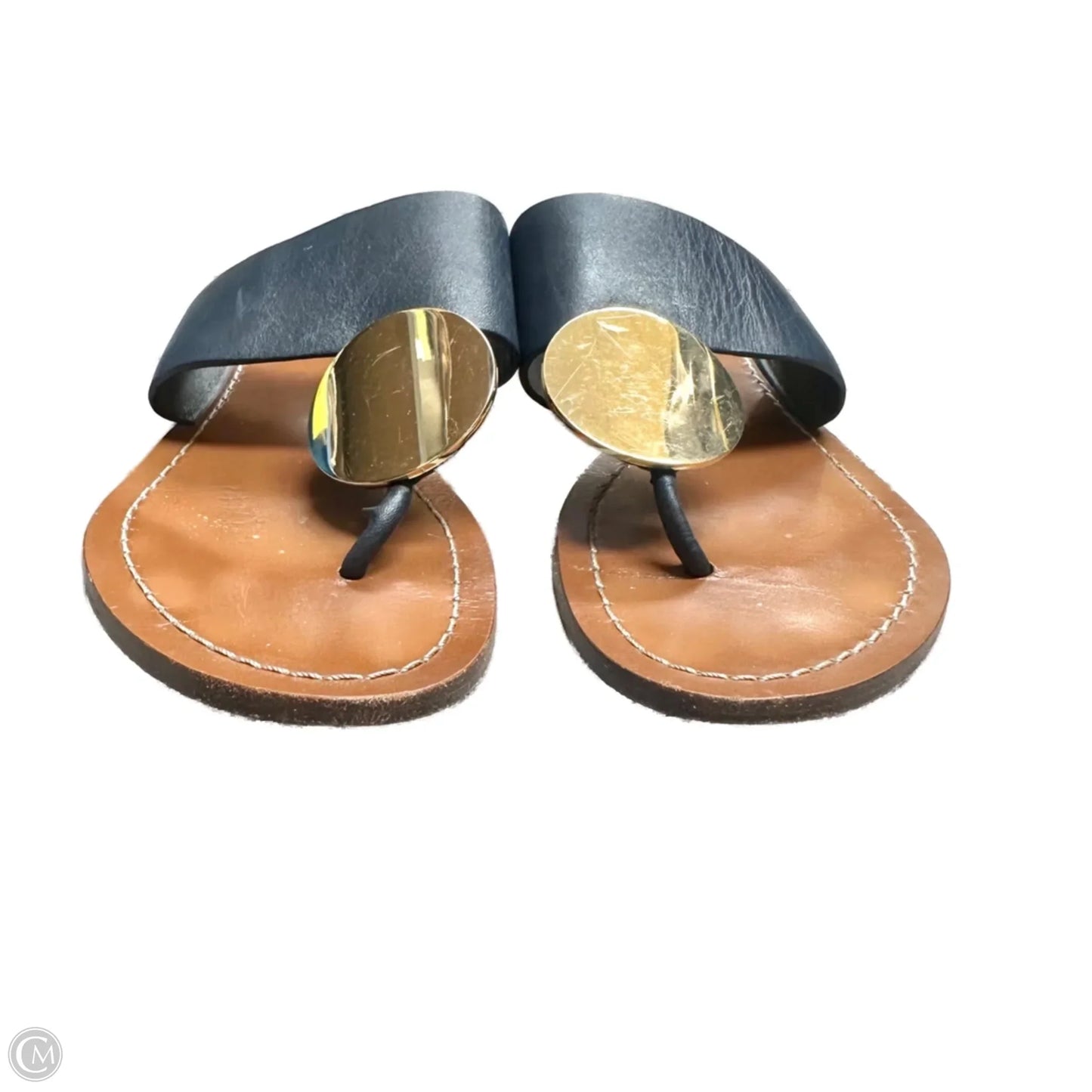 Sandals Designer By Tory Burch In Blue & Gold, Size: 6