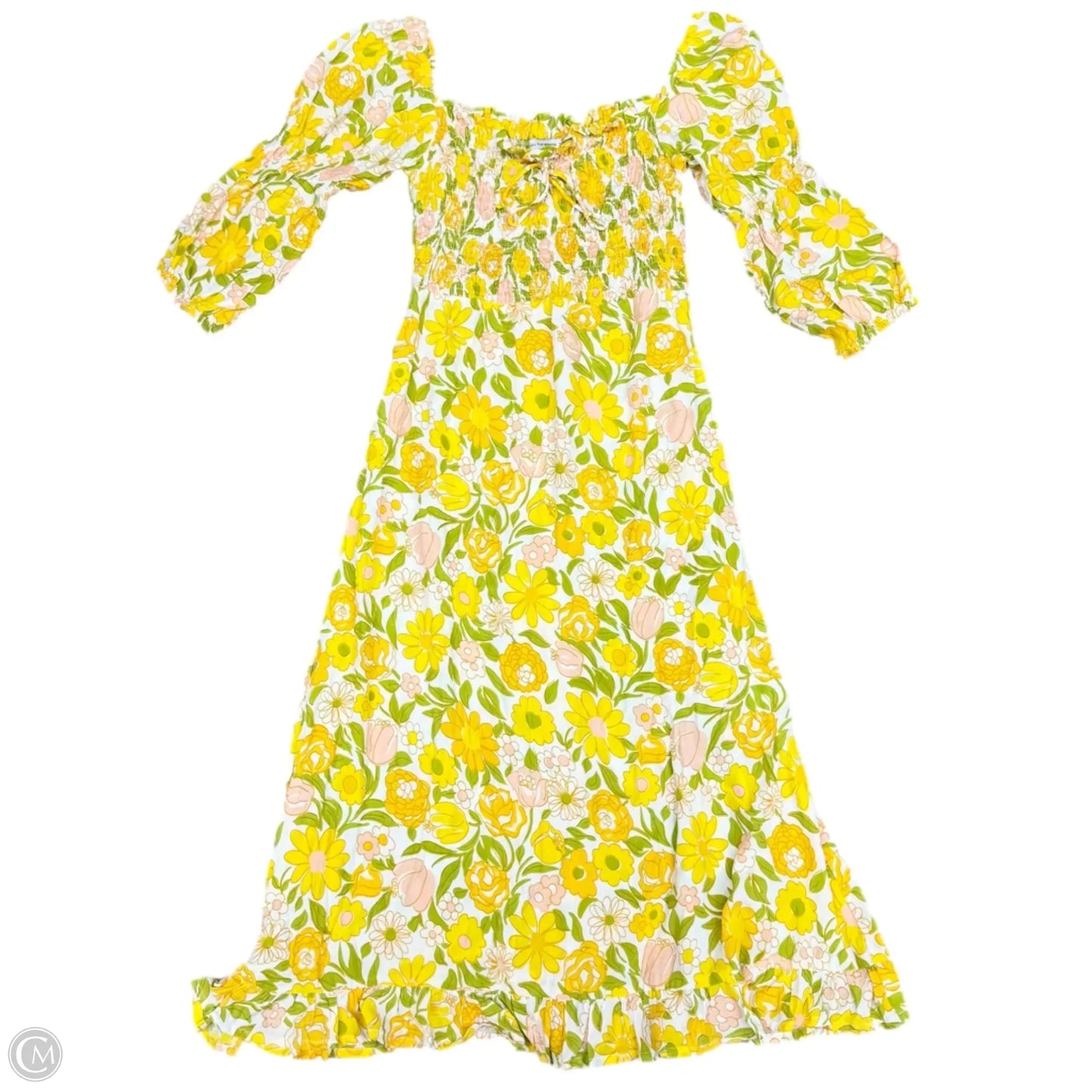 Dress Casual Maxi By Faithfull The Brand In Green & Yellow, Size: S