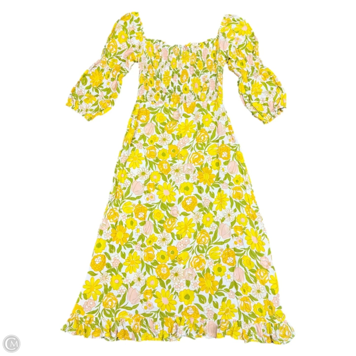 Dress Casual Maxi By Faithfull The Brand In Green & Yellow, Size: S