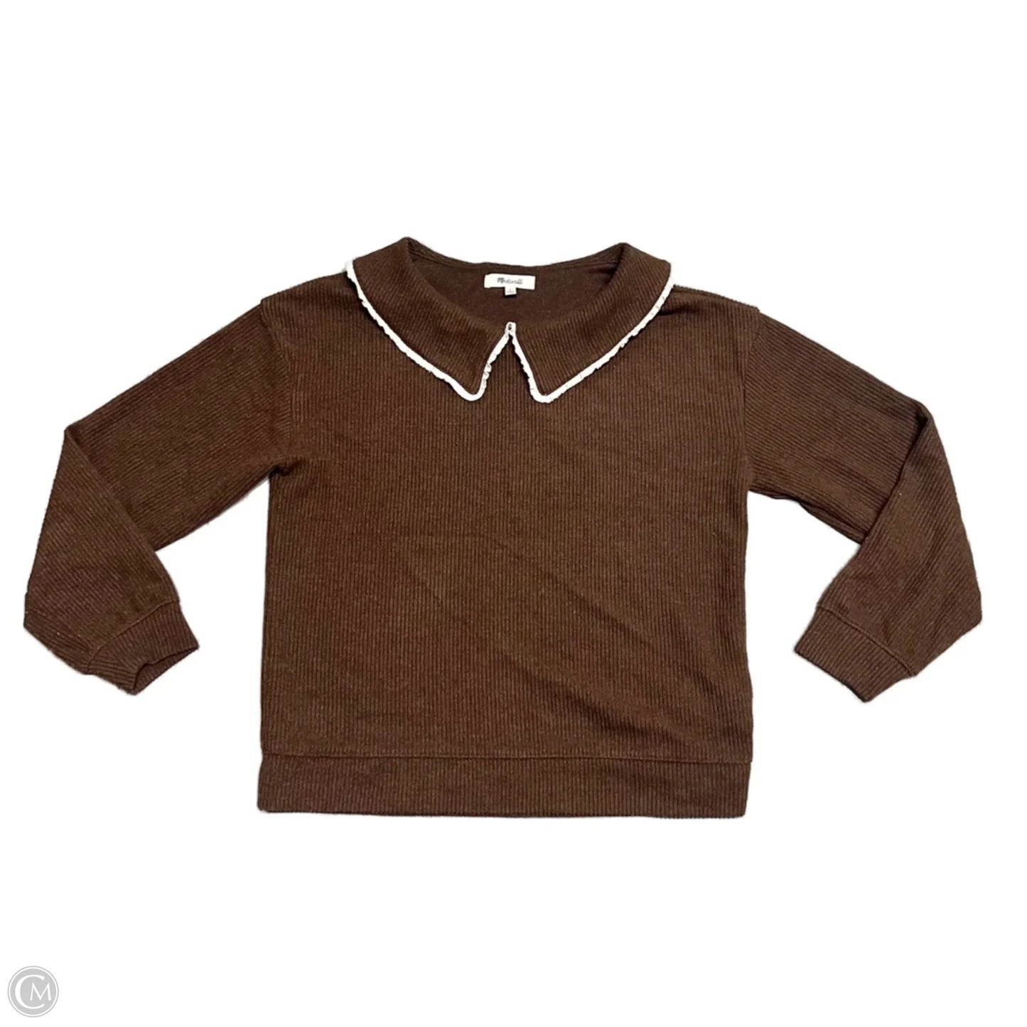 Top Long Sleeve By Madewell In Brown & Cream, Size: S