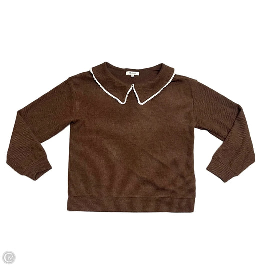 Top Long Sleeve By Madewell In Brown & Cream, Size: S