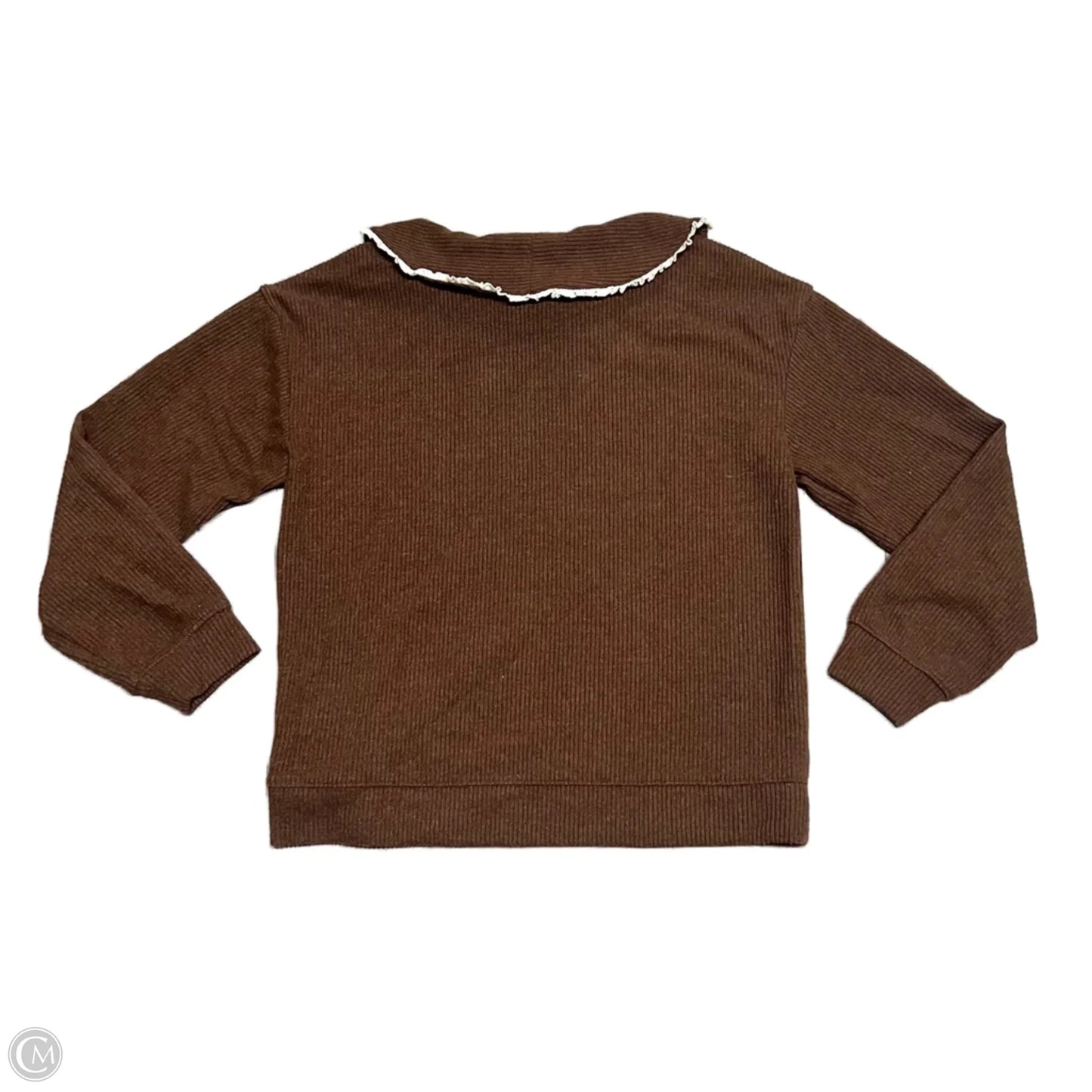 Top Long Sleeve By Madewell In Brown & Cream, Size: S