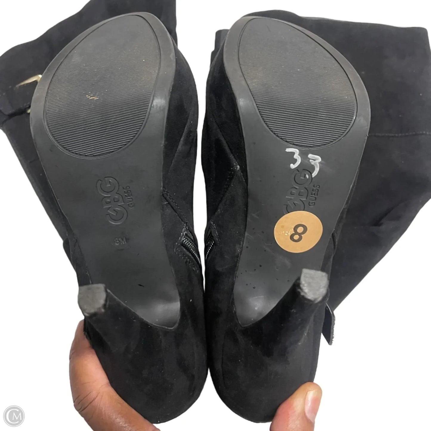 Boots Knee Heels By Guess In Black, Size: 8