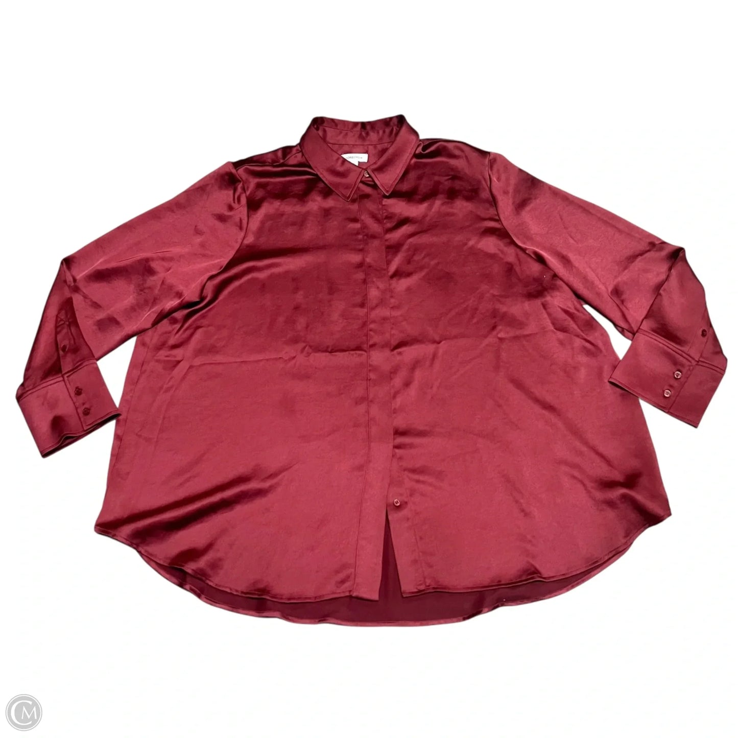 Top Long Sleeve By Nordstrom In Maroon, Size: 3x