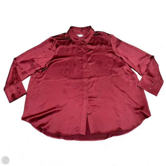 Top Long Sleeve By Nordstrom In Maroon, Size: 3x
