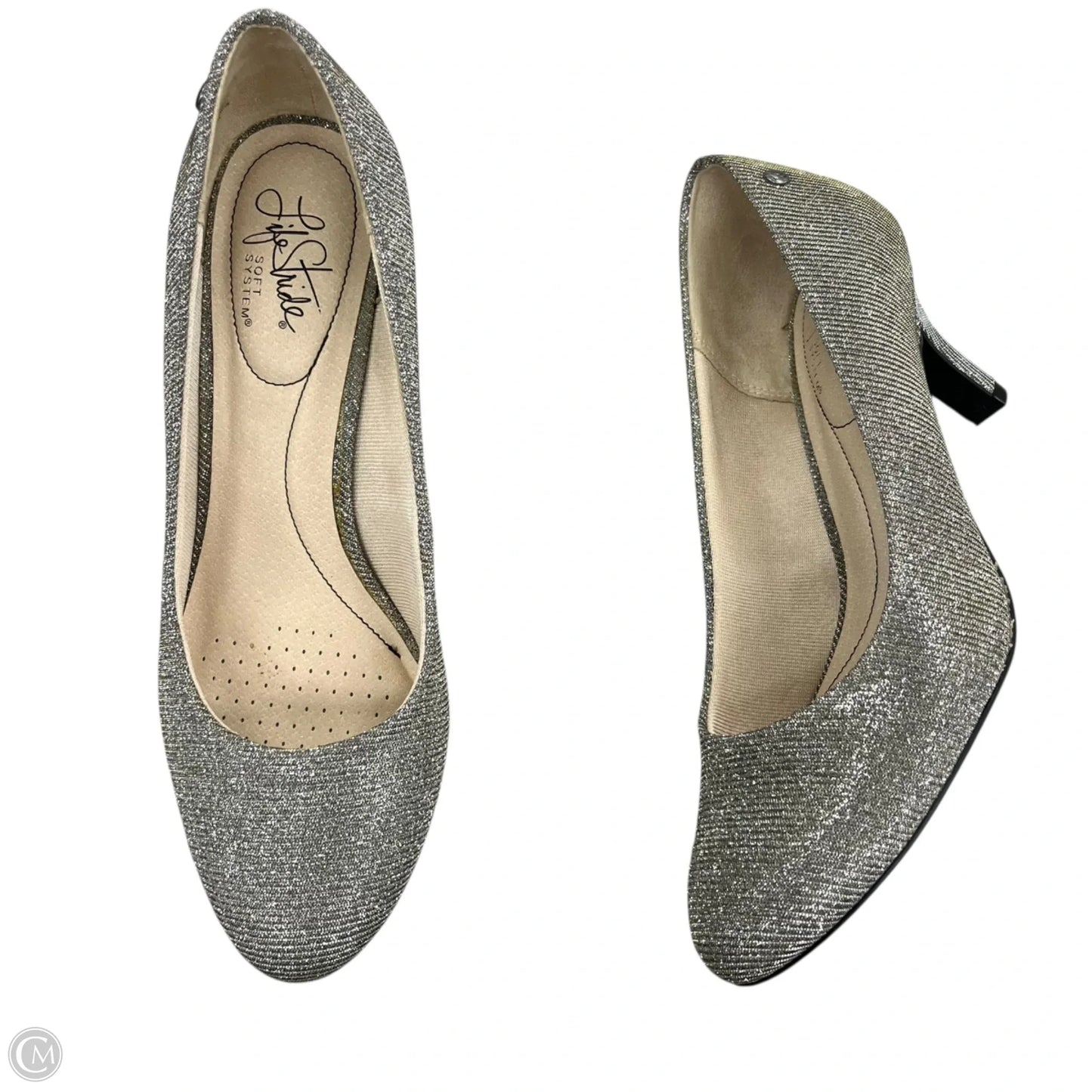 Shoes Heels Kitten By Life Stride In Silver, Size: 9.5
