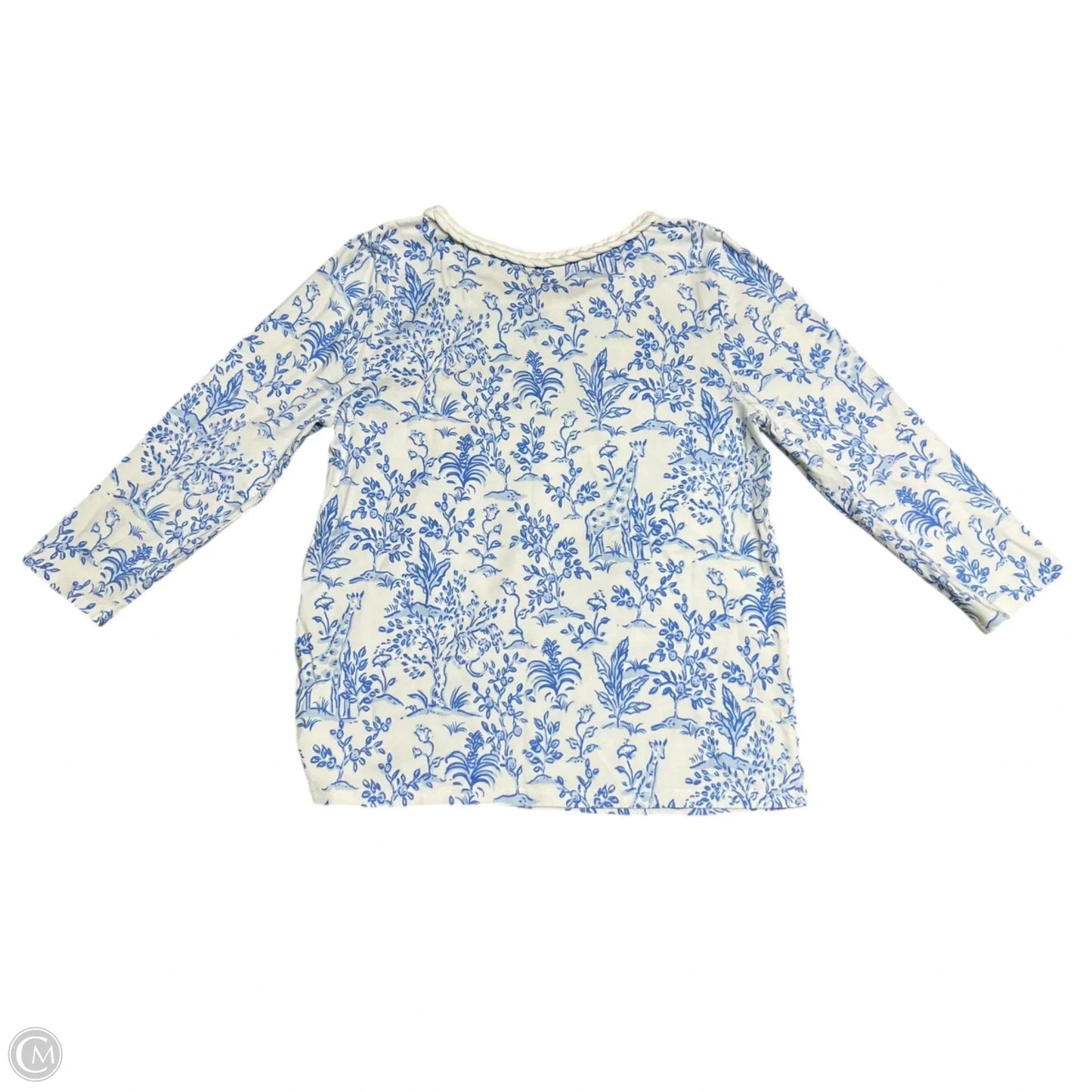 Top 3/4 Sleeve Designer By Lilly Pulitzer In Blue & White, Size: S
