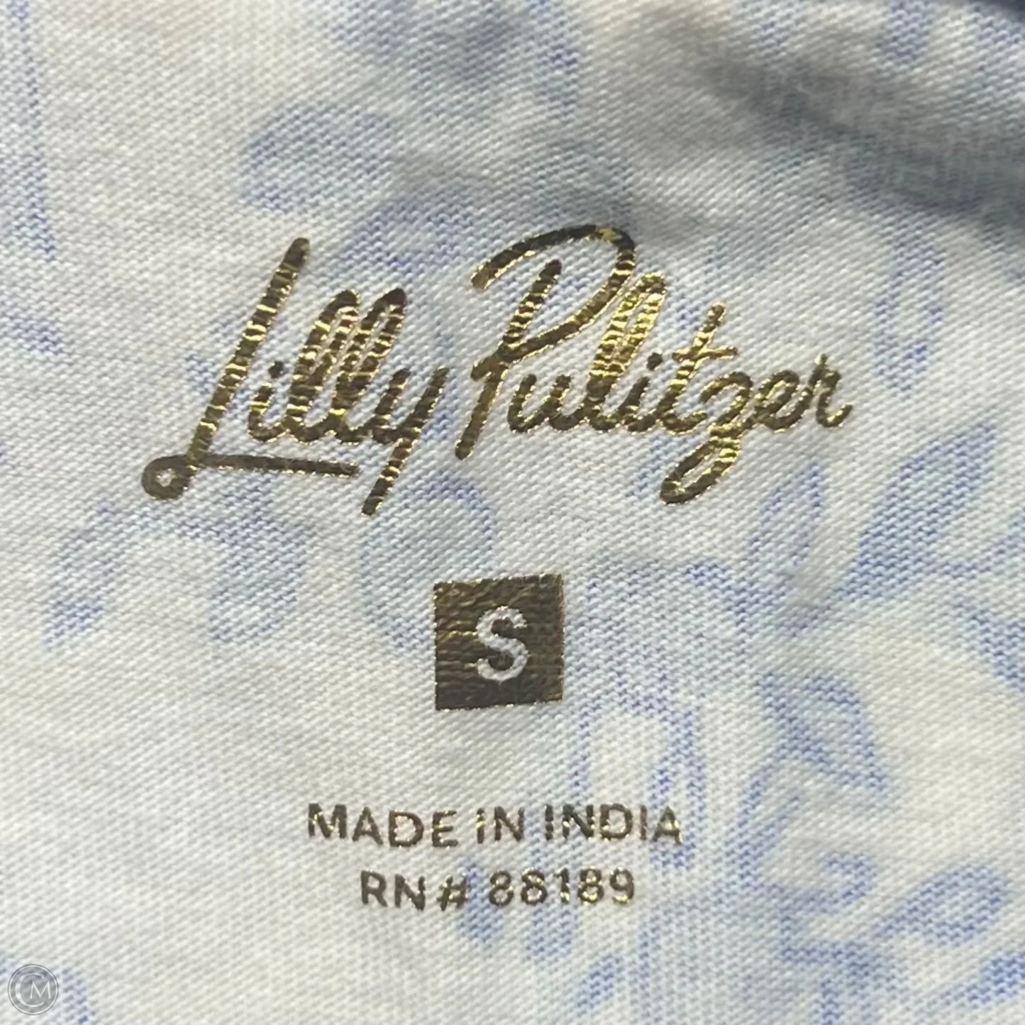 Top 3/4 Sleeve Designer By Lilly Pulitzer In Blue & White, Size: S