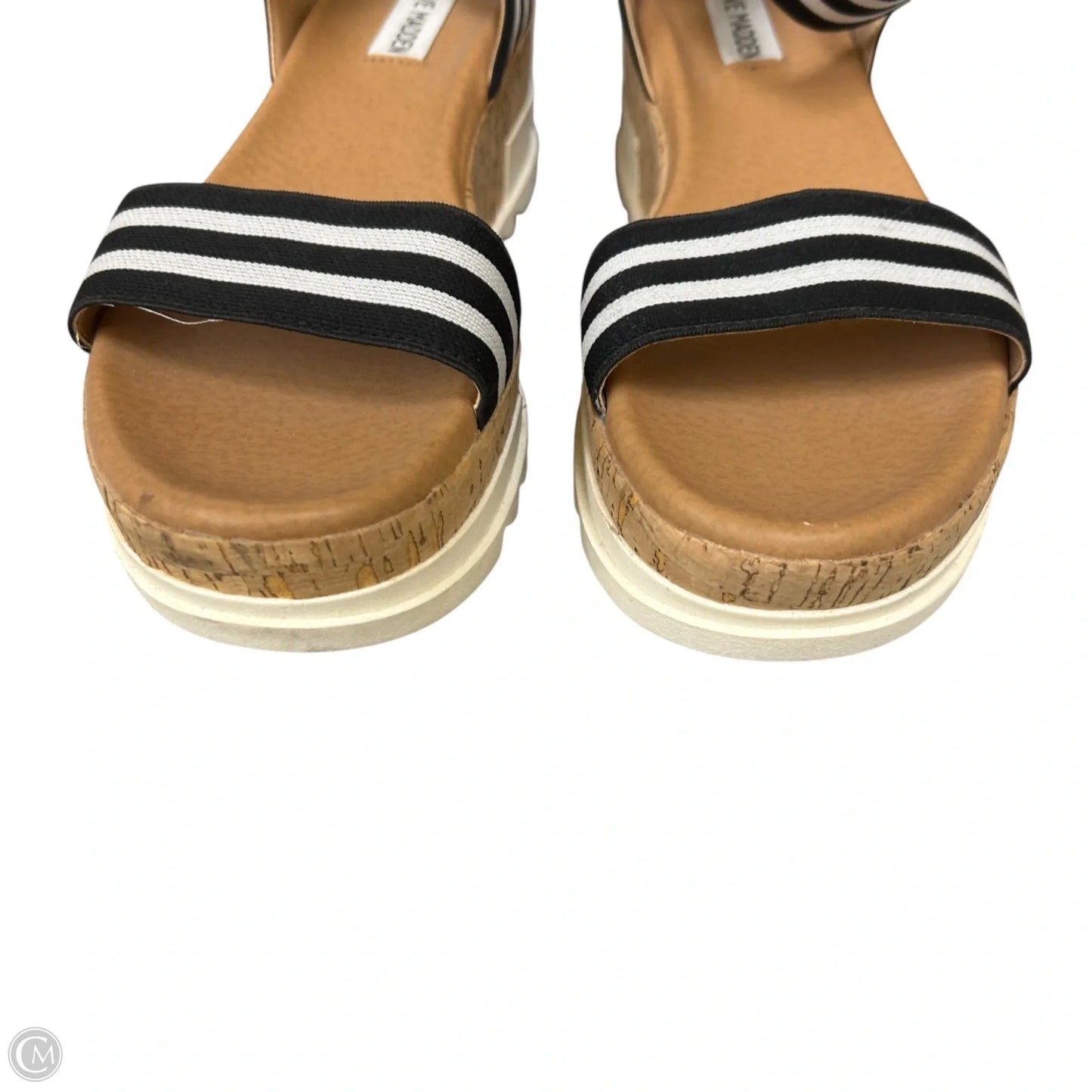 Sandals Heels Platform By Steve Madden In Black & White, Size: 8.5