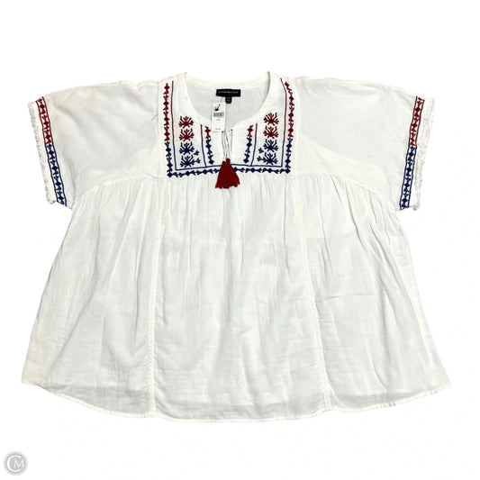 Top Long Sleeve By Lane Bryant In Blue Red & White, Size: 3x