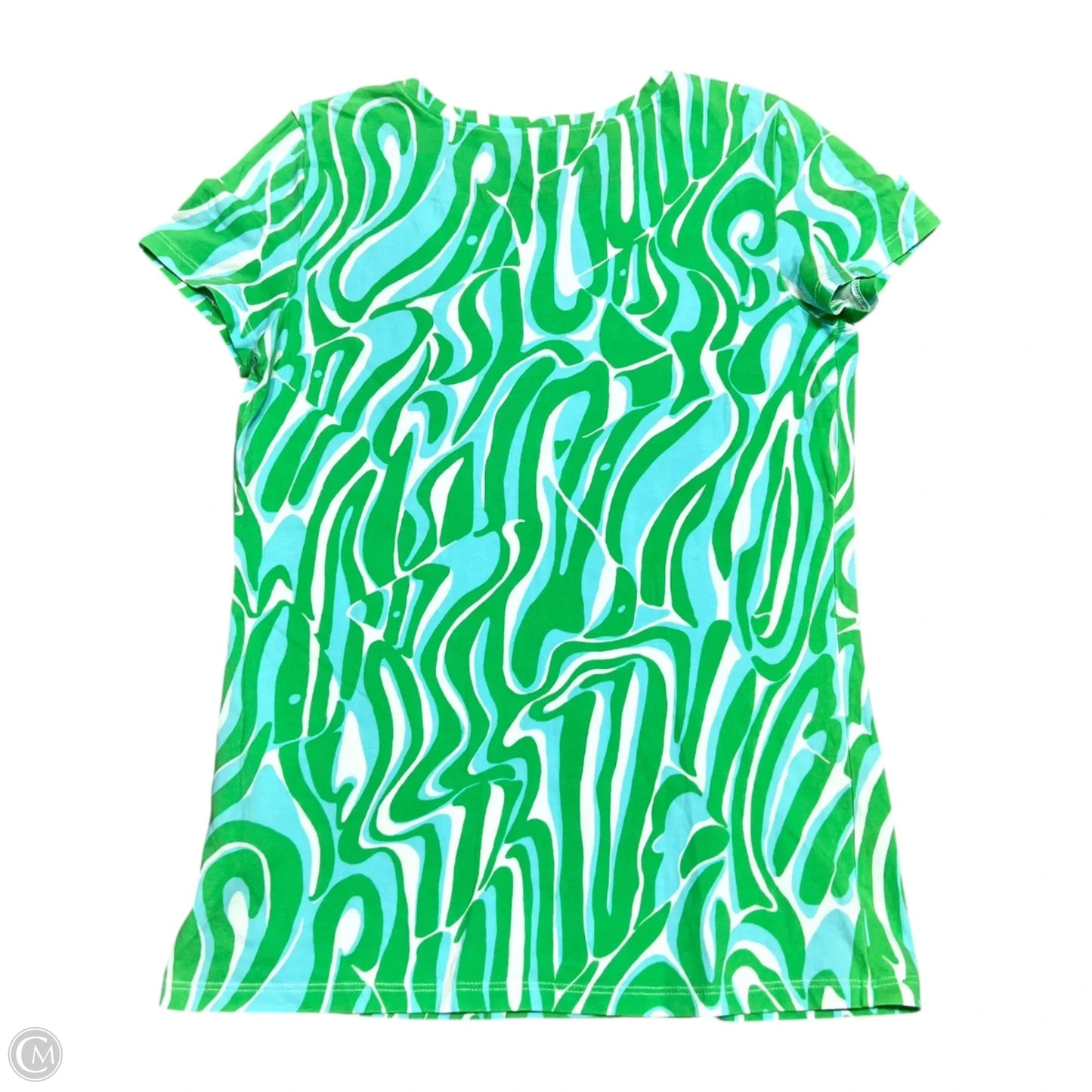 Top Short Sleeve Designer By Lilly Pulitzer In Blue & Green, Size: S