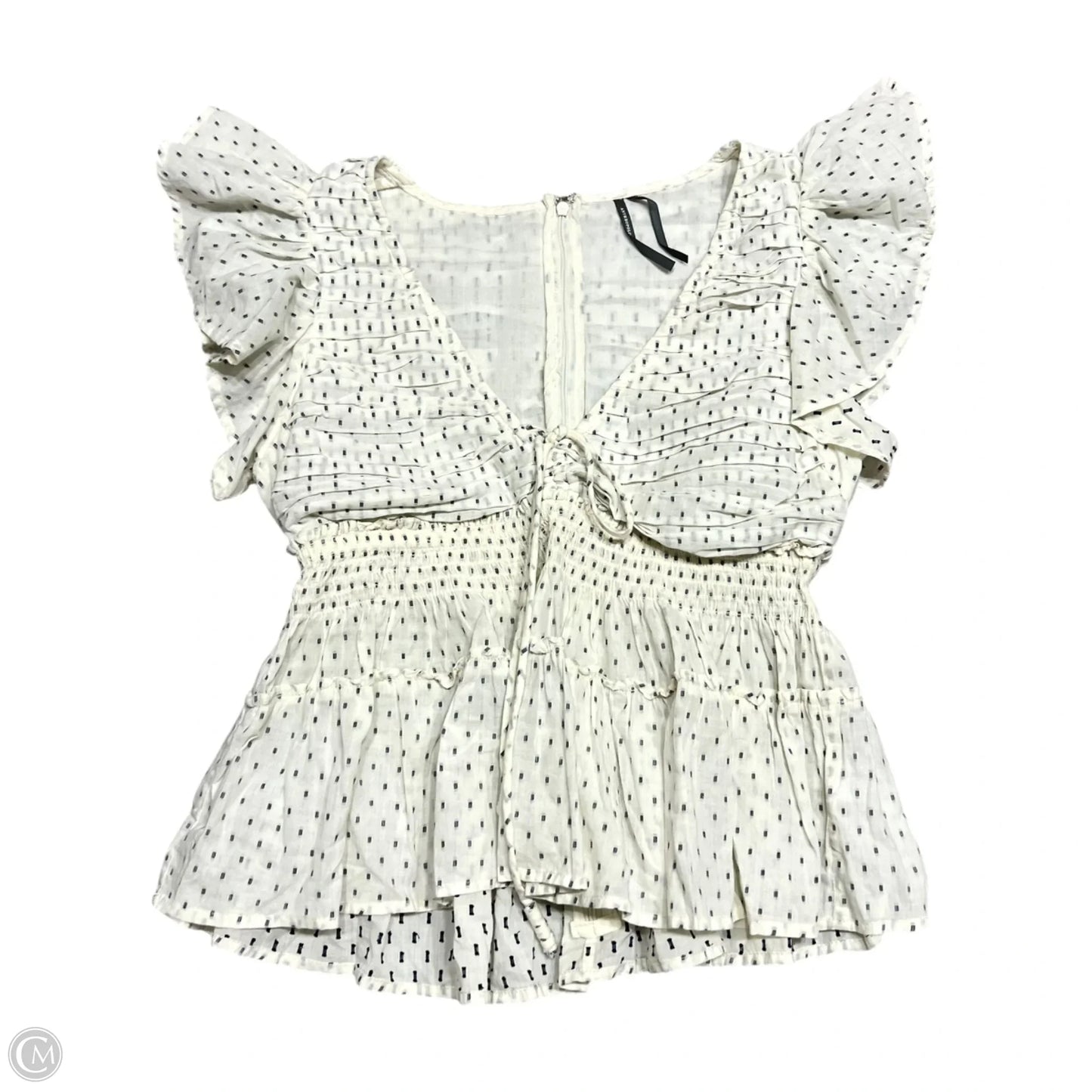 Top Short Sleeve By Anthropologie In Blue & Cream, Size: Xs