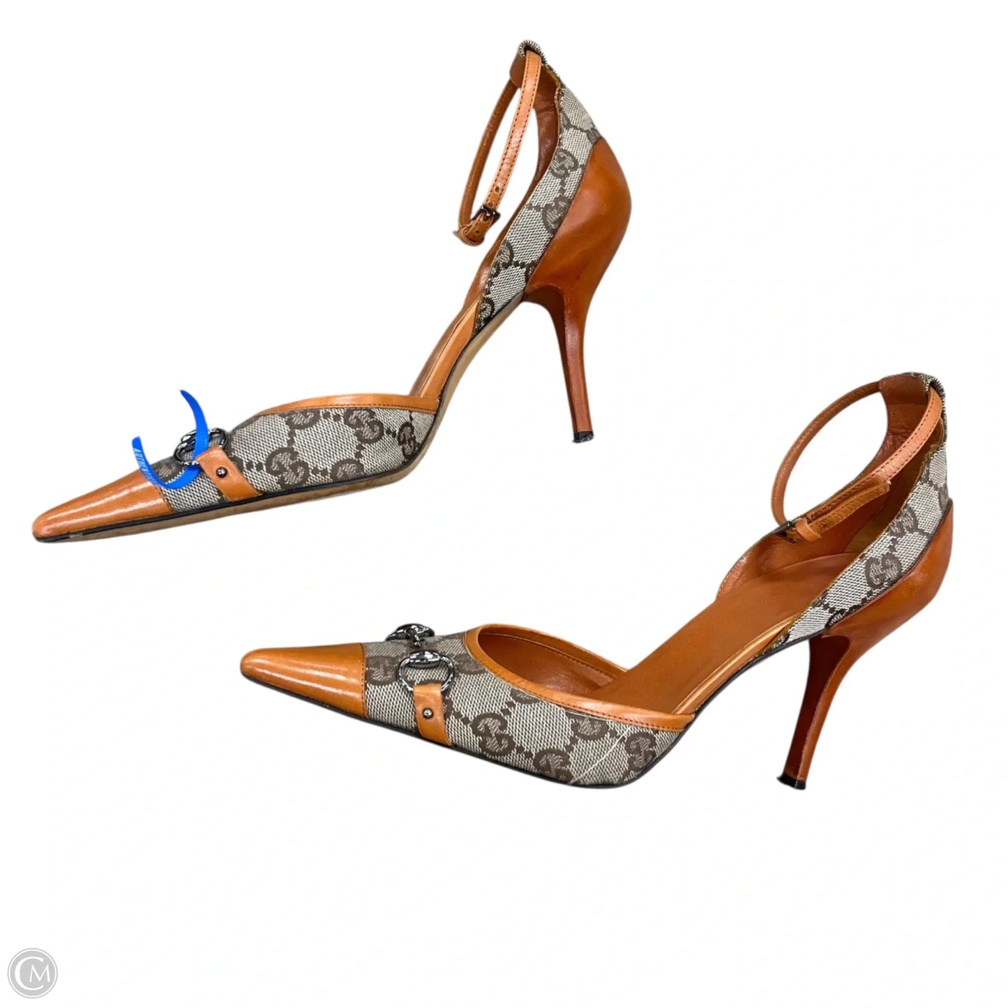 Shoes Luxury Designer By Gucci In Orange & Tan, Size: 6.5