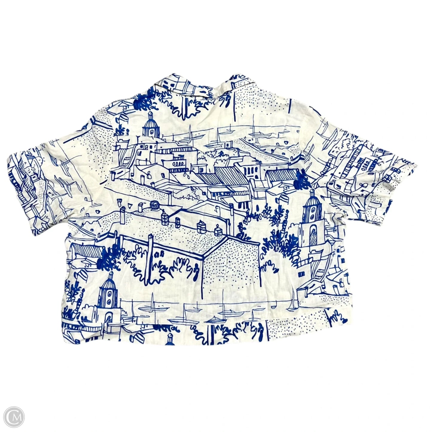 Top Short Sleeve By Calypso St Barth In Blue & White, Size: L