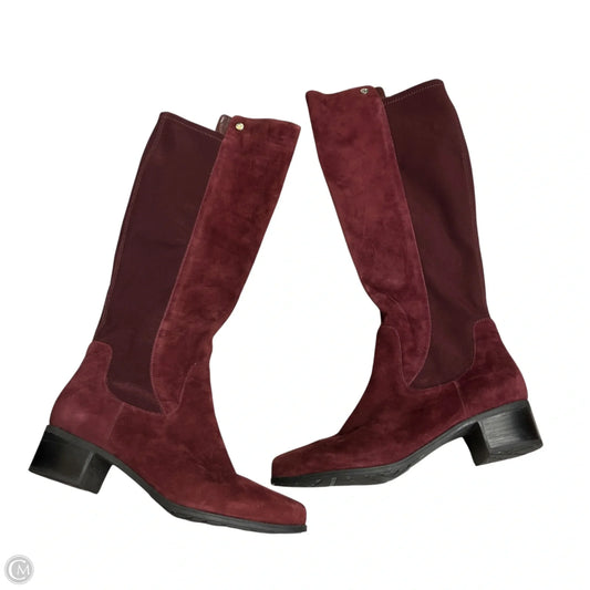 Boots Knee Heels By Marc Fisher In Maroon, Size: 10w