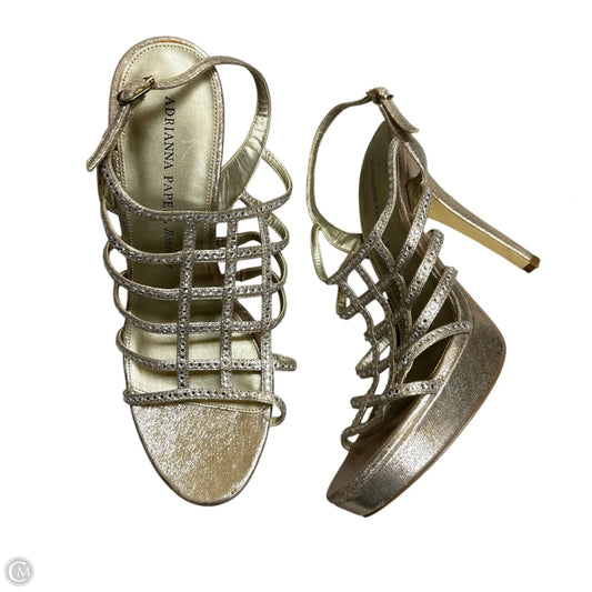 Sandals Heels Stiletto By Adrianna Papell In Gold, Size: 8.5