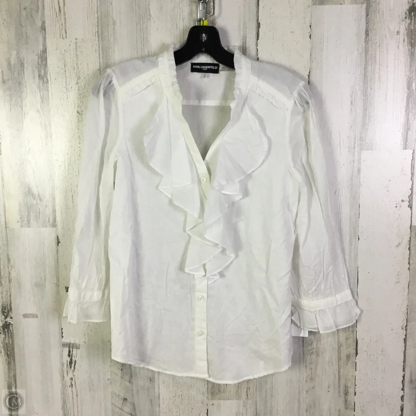 Blouse Designer By Karl Lagerfeld In White, Size: S