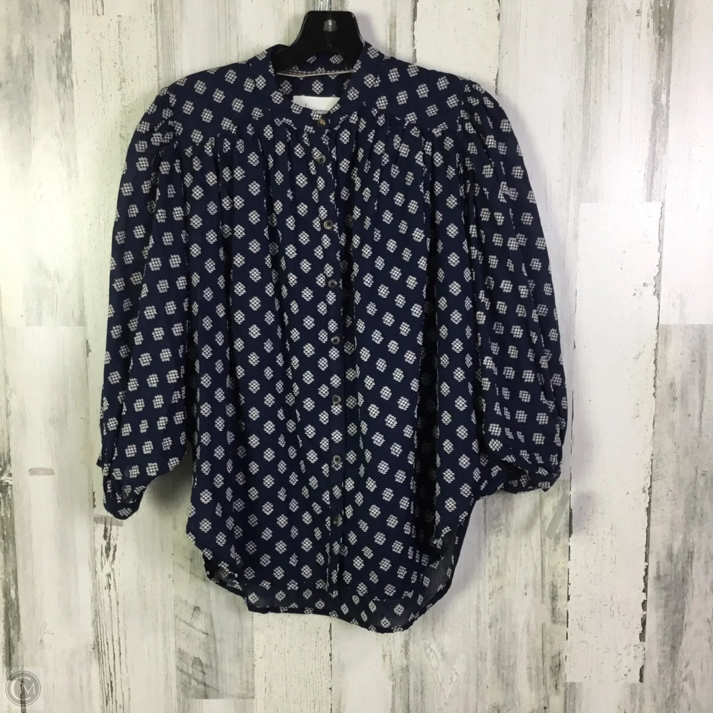 Blouse Long Sleeve By Anthropologie In Navy, Size: Xs