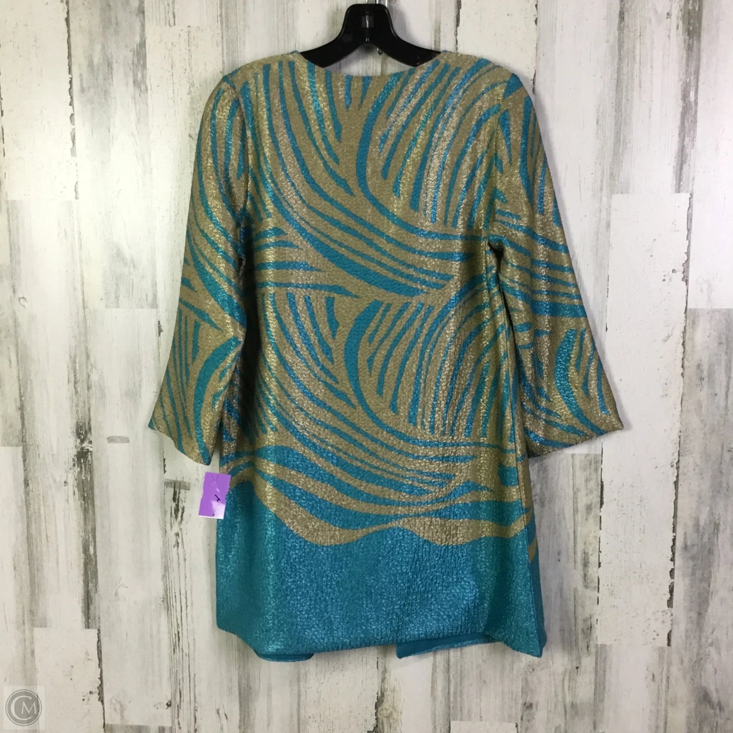 Cardigan By Chicos In Blue & Gold, Size: Sp