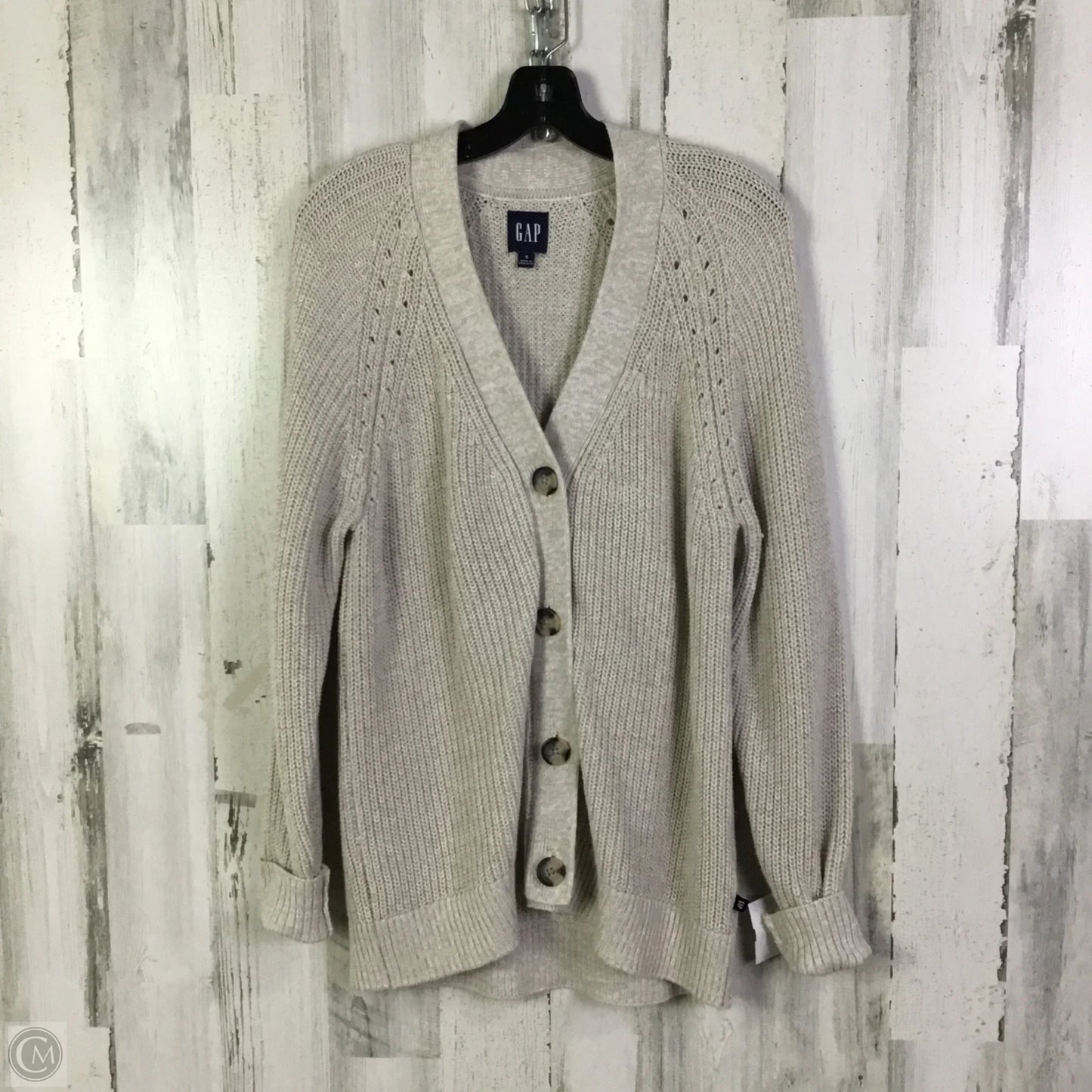 Sweater Cardigan By Gap In Beige, Size: S