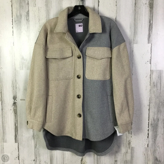Jacket Shirt By So In Grey & Tan, Size: Xs