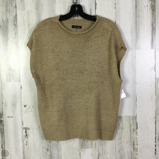 Sweater Short Sleeve By Cable And Gauge In Tan, Size: Xl