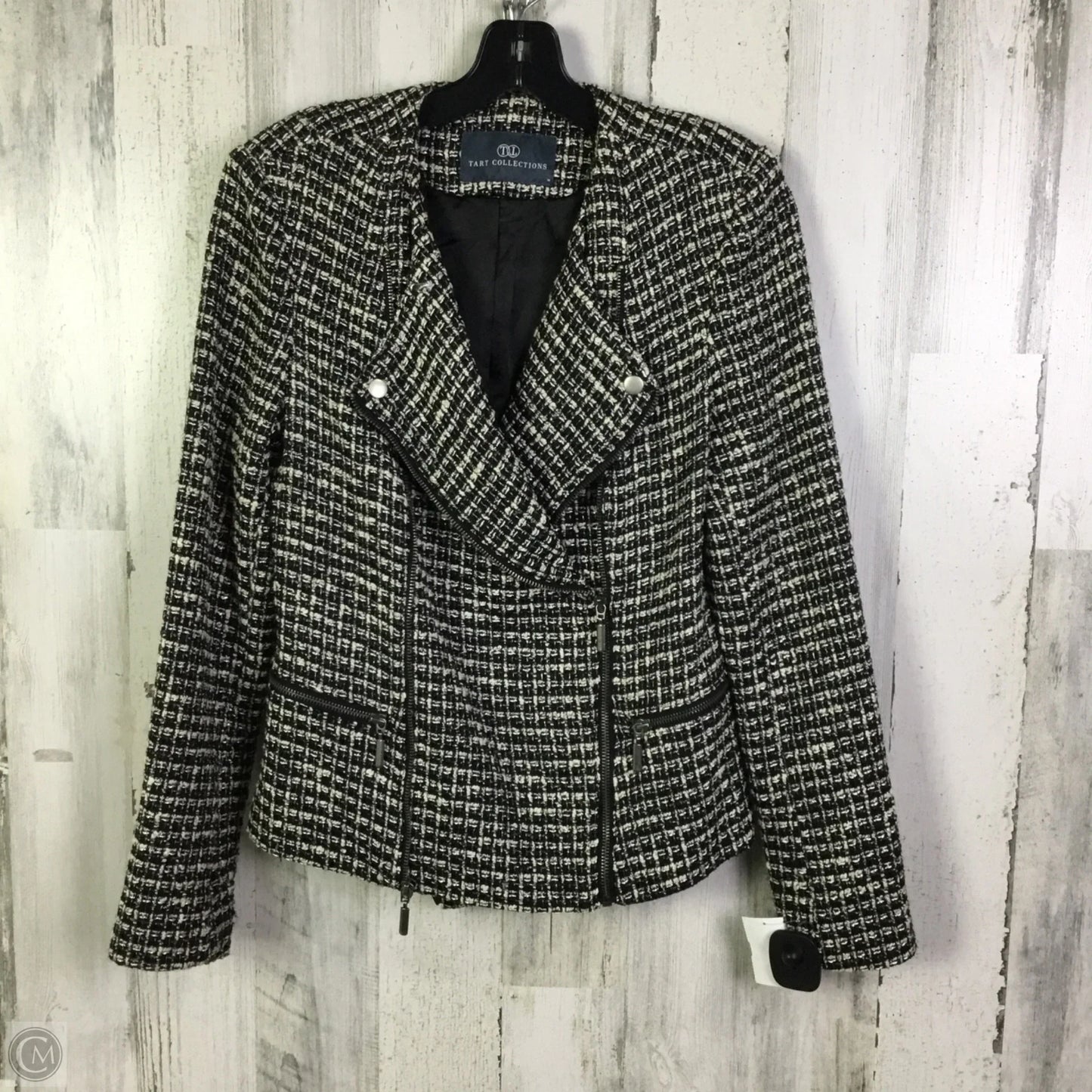 Jacket Moto By Tart In Black & Cream, Size: M
