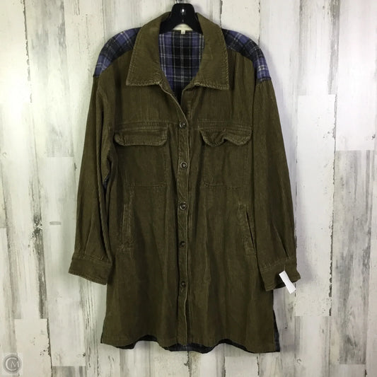 Jacket Shirt By Clothes Mentor In Blue & Brown, Size: L
