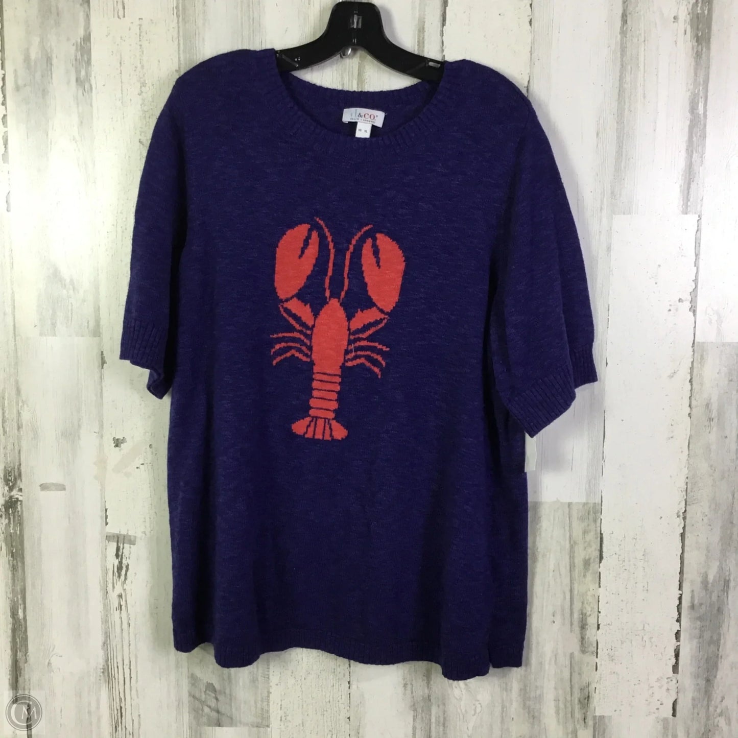 Sweater Short Sleeve By Denim And Company In Blue, Size: Xl