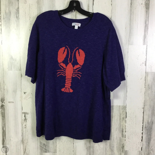Sweater Short Sleeve By Denim And Company In Blue, Size: Xl