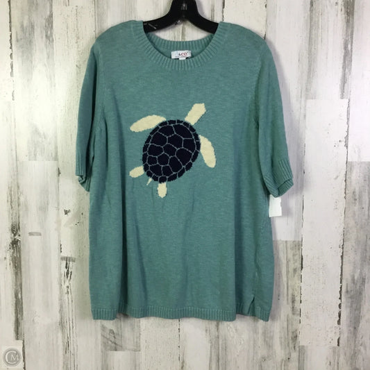 Sweater Short Sleeve By Denim And Company In Blue, Size: Xl
