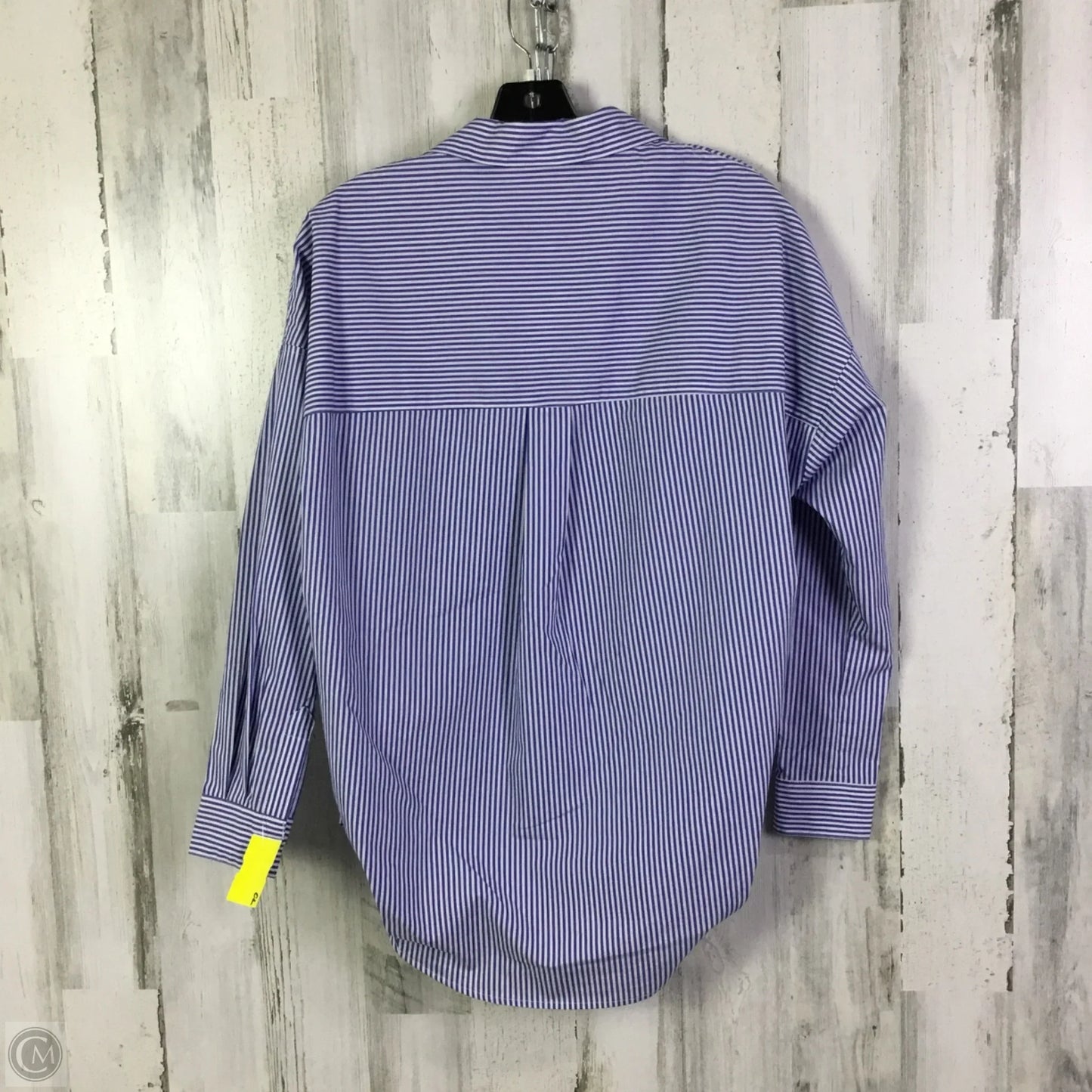 Blouse Long Sleeve By Magaschoni In Blue & White, Size: S