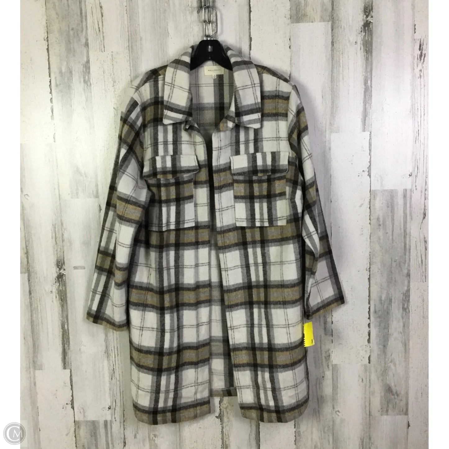 Jacket Shirt By Melloday In Grey & White, Size: 1x