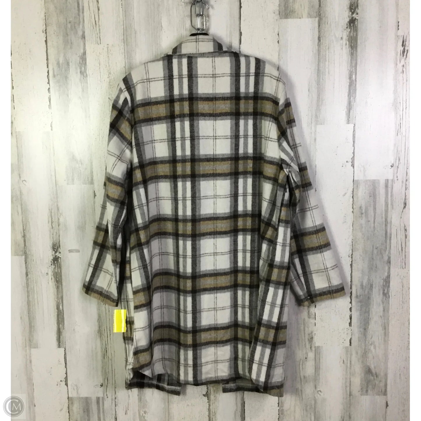 Jacket Shirt By Melloday In Grey & White, Size: 1x