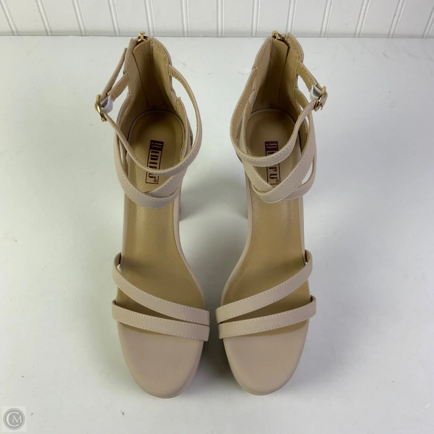Sandals Heels Platform By Clothes Mentor In Beige, Size: 10