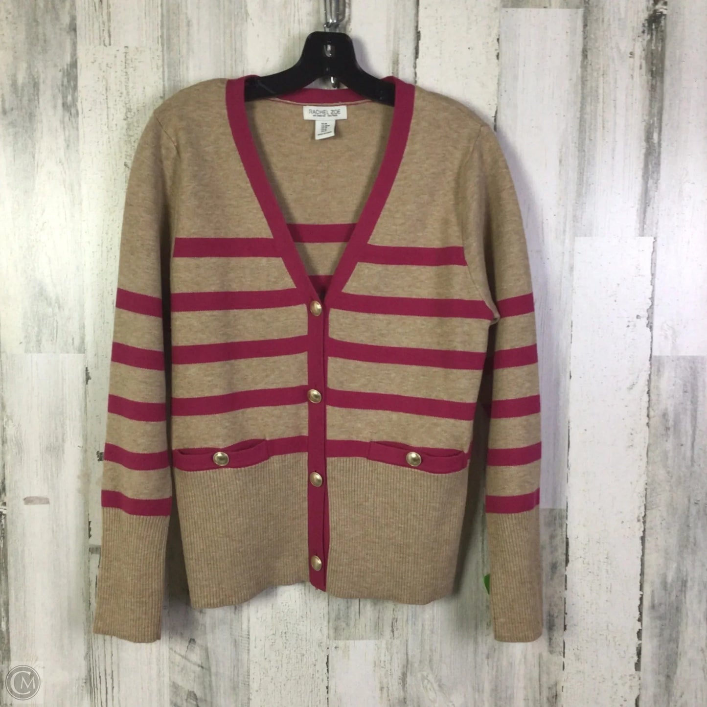 Sweater Cardigan By Rachel Zoe In Pink & Tan, Size: M