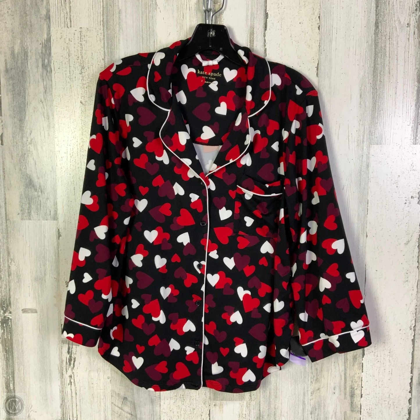 Pajamas Designer By Kate Spade In Black & Red, Size: L