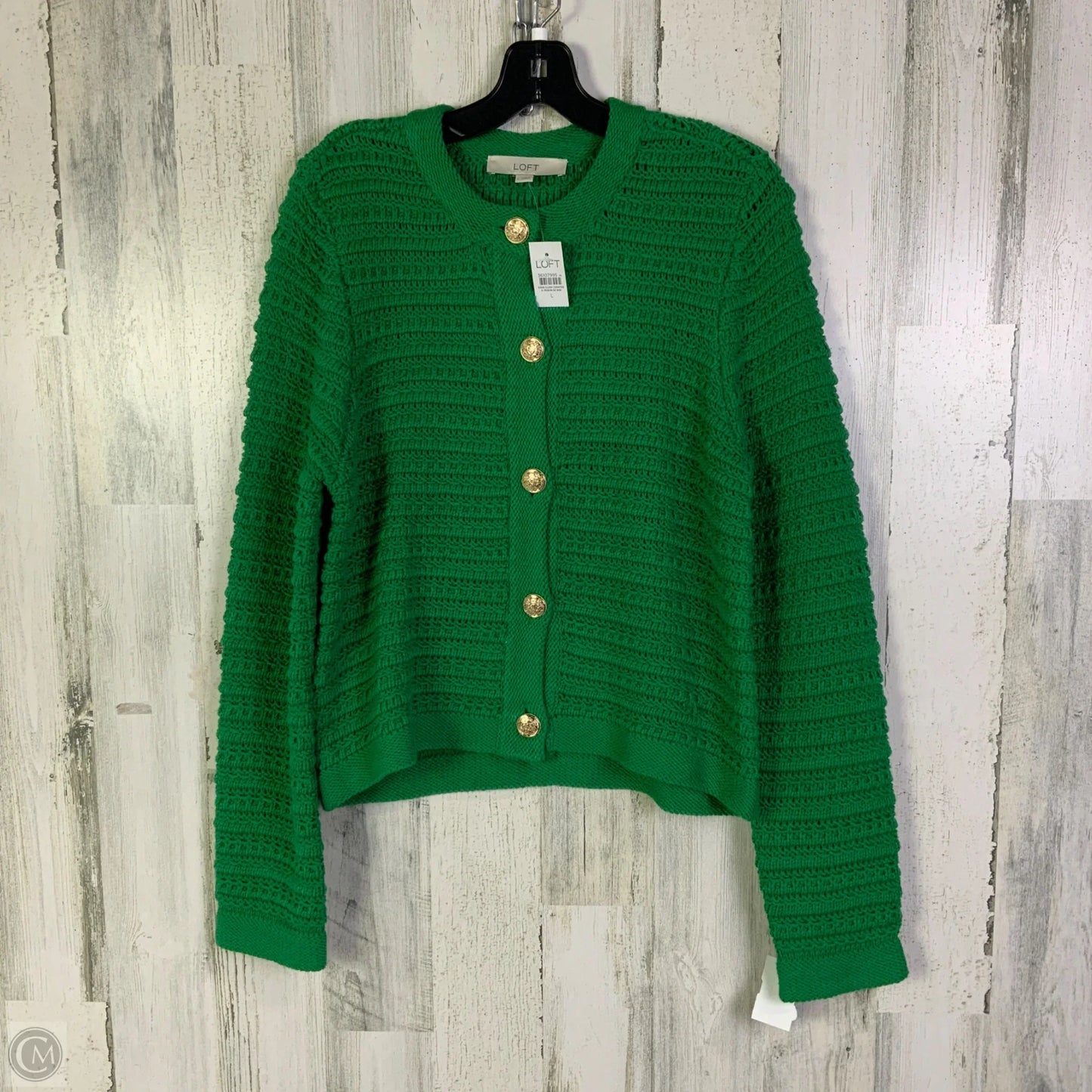 Sweater Cardigan By Loft In Green, Size: L