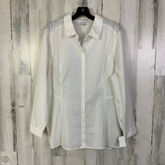 Top Long Sleeve By Foxcroft In White, Size: Xl