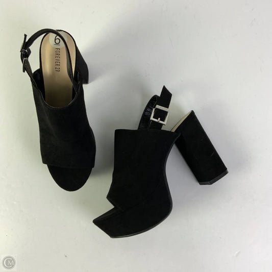 Sandals Heels Block By Forever 21 In Black, Size: 6
