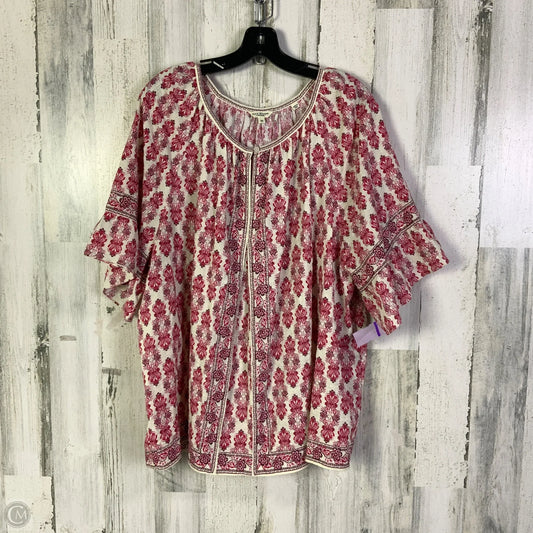 Top Short Sleeve By Max Studio In Cream & Red, Size: 3x