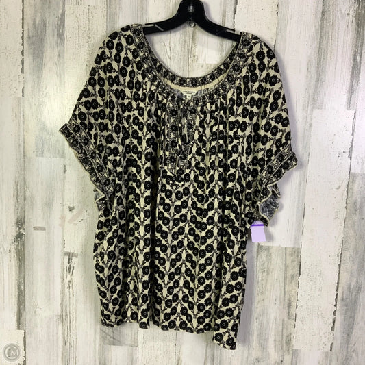 Top Short Sleeve By Max Studio In Black & Tan, Size: 3x