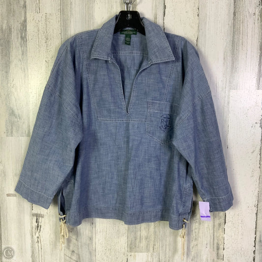Top 3/4 Sleeve By Lauren Jeans Co In Blue, Size: L
