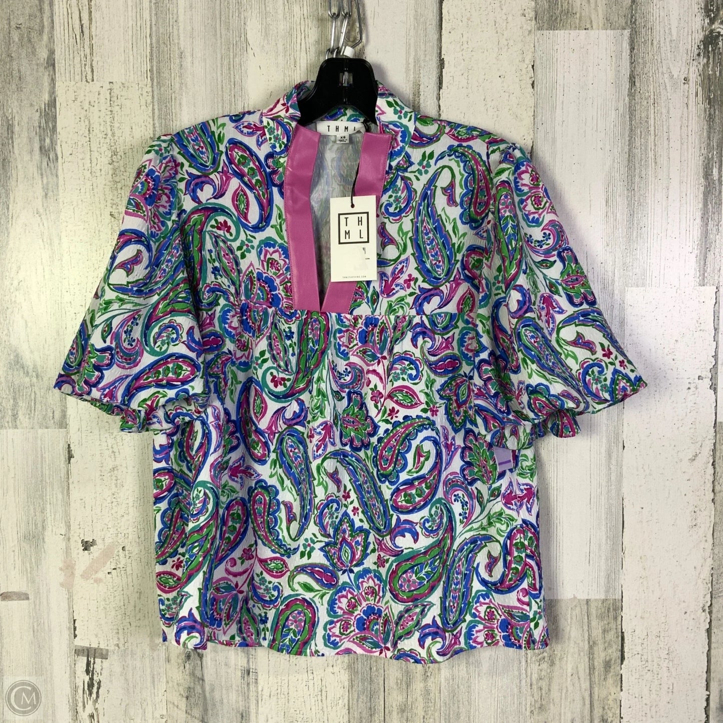 Top Short Sleeve By Thml In Blue & Pink, Size: Xs