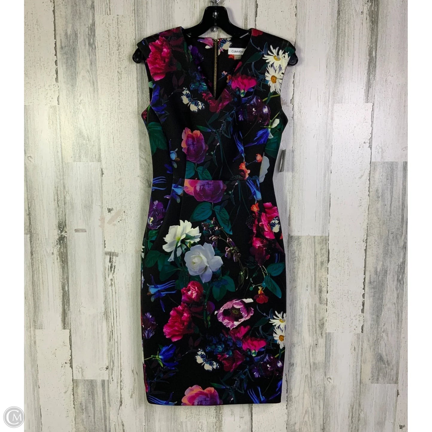 Dress Work By Calvin Klein In Black & Orange, Size: S