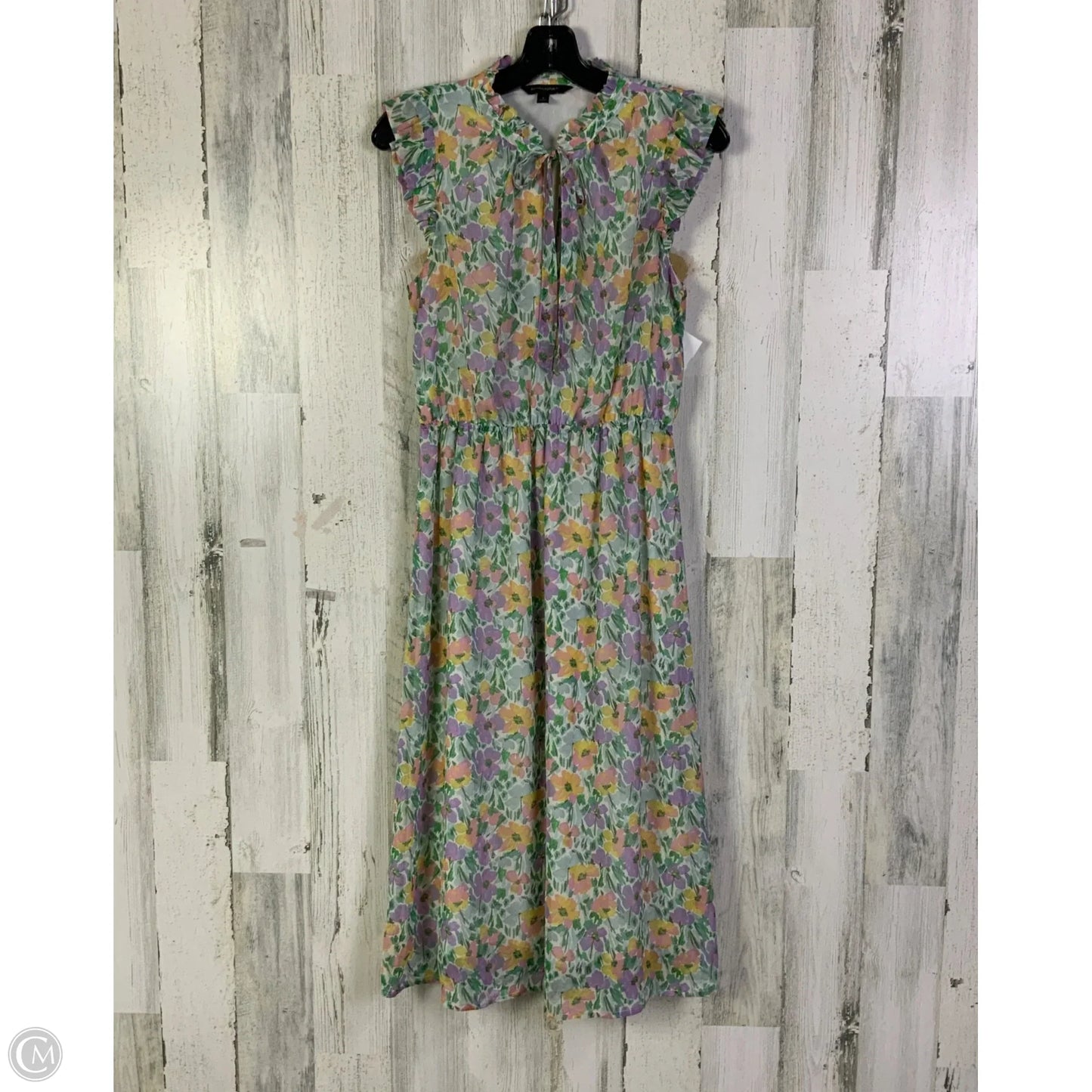 Dress Casual Midi By Banana Republic In Green & Purple, Size: S