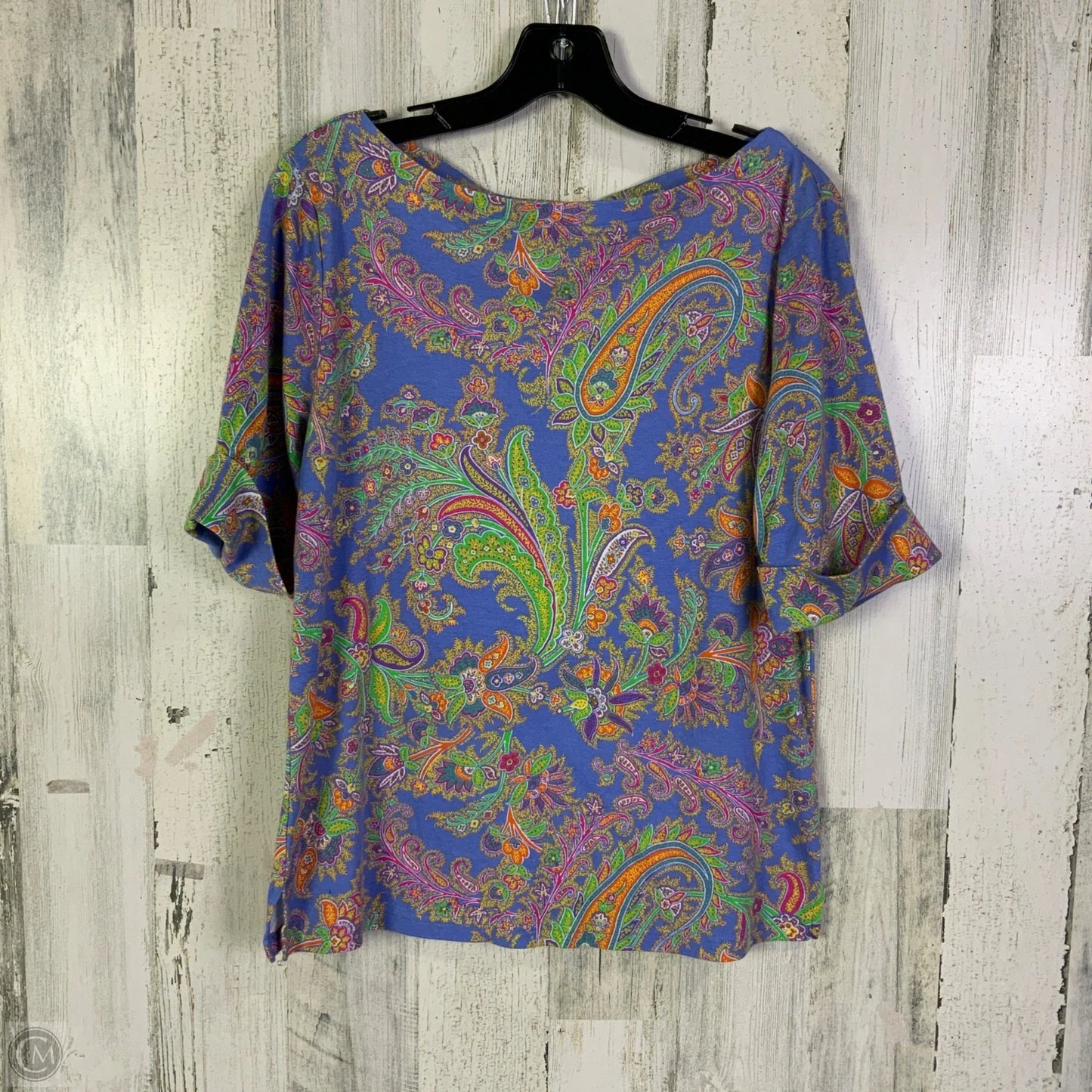 Top Short Sleeve Basic By Lauren By Ralph Lauren In Blue & Orange, Size: Xl