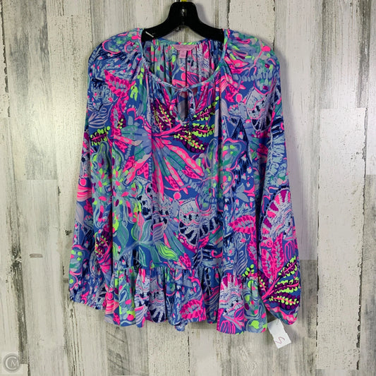 Blouse Designer By Lilly Pulitzer In Blue & Pink, Size: M